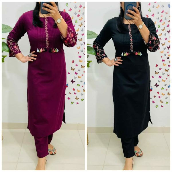 SHRUTI CREATION COTTON EMBROIDERED WORK KURTI