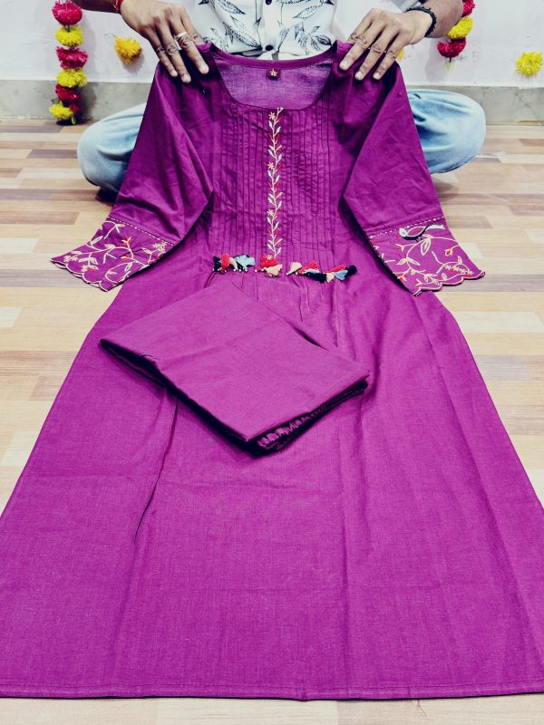 SHRUTI CREATION COTTON EMBROIDERED WORK KURTI