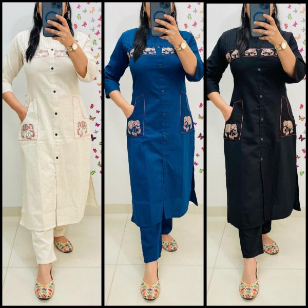 SHRUTI CREATION FLEX COTTON EMBROIDERED KURTI