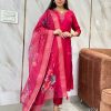 SHRUTI CREATION PINK ROMAN SILK HANDWORK KURTI