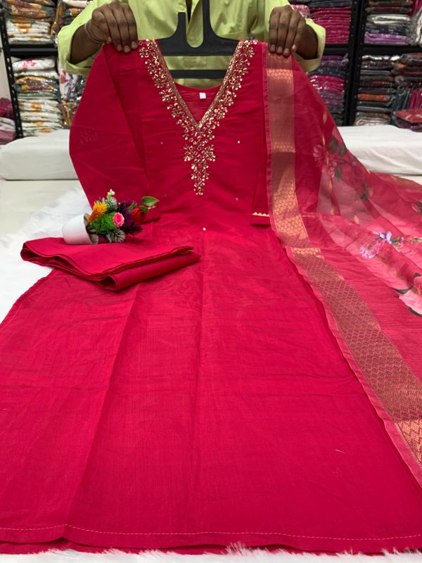 SHRUTI CREATION PINK ROMAN SILK HANDWORK KURTI