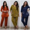SHRUTI CREATION SLUB COTTON EMBROIDERED CORD SET