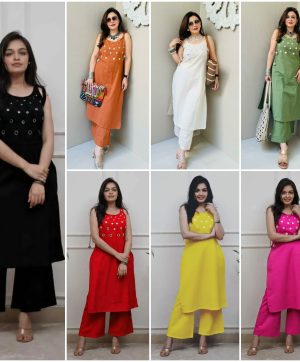 SHRUTI CREATION SLUB COTTON SPAGHETTI SUITS