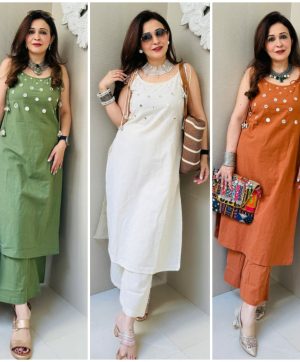 SHRUTI CREATION SLUB COTTON SPAGHETTI SUITS
