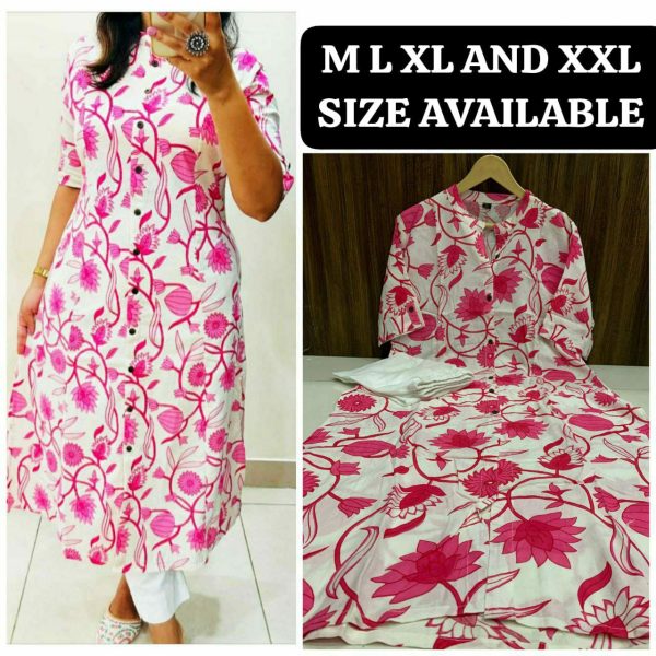 SHRUTI CREATION SOFT RAYON WITH PRINTED ALINE KURTI