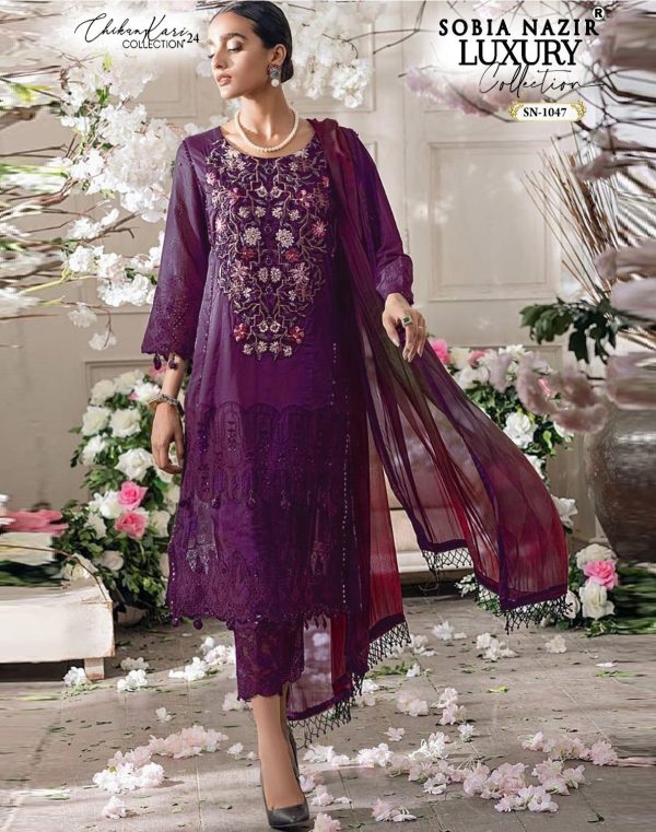 SOBIA NAZIR SN 1047 LUXURY CHIKANKARI COTTON SUITS