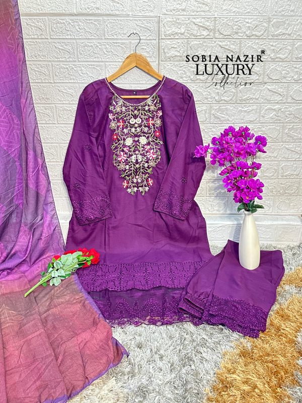 SOBIA NAZIR SZ 1047 READYMADE CHIKANKARI COTTON SUITS