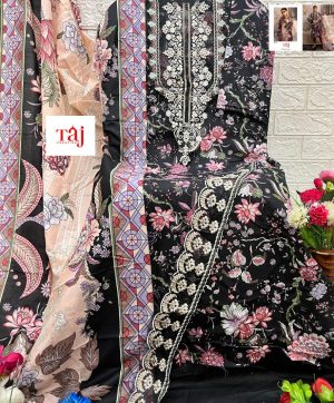 TAJ CREATIONS 617 COTTON EMBROIDERED SALWAR SUITS