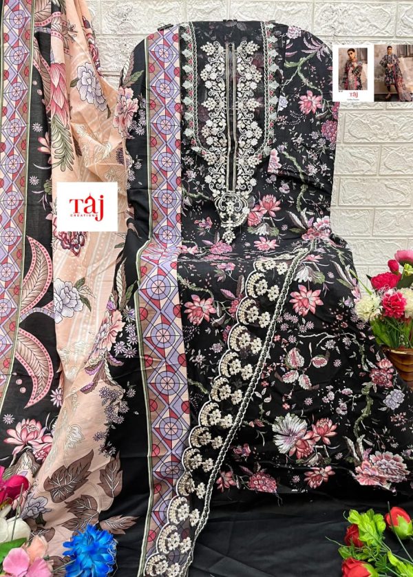 TAJ CREATIONS 617 COTTON EMBROIDERED SALWAR SUITS