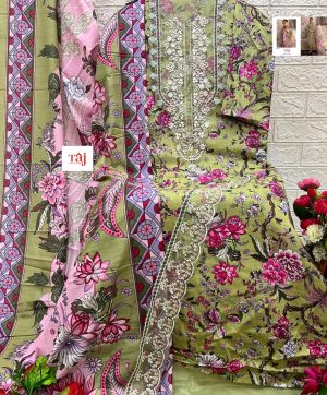 TAJ CREATIONS 618 COTTON EMBROIDERED SALWAR SUITS