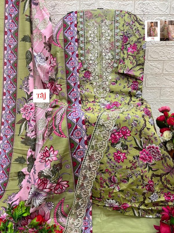 TAJ CREATIONS 618 COTTON EMBROIDERED SALWAR SUITS
