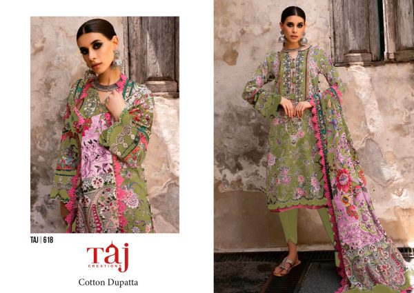 TAJ CREATIONS 618 COTTON EMBROIDERED SALWAR SUITS