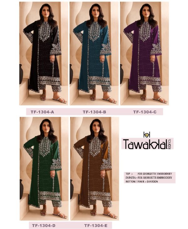 TAWAKKAL FABRICS TF 1304 A TO E PAKISTANI SUITS