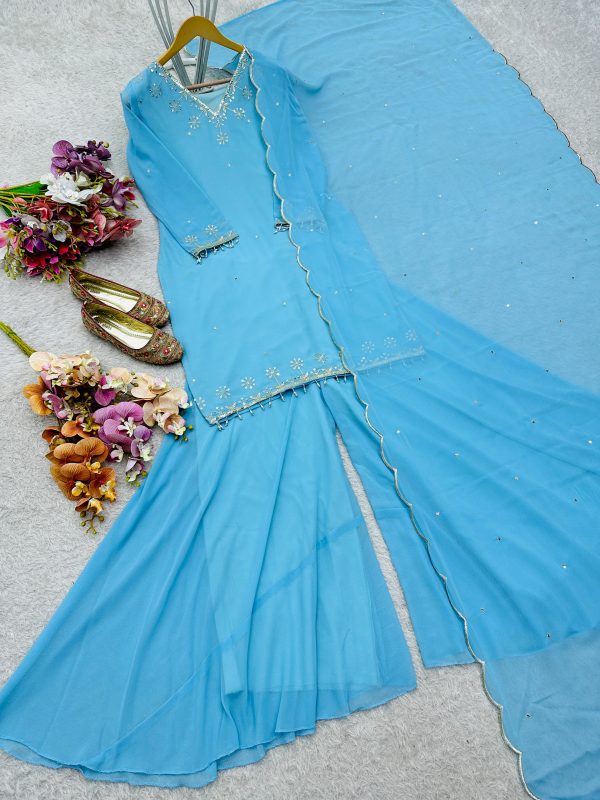 WOMEN WASTRA WW 1204 D DESIGNER SHARARA SUITS