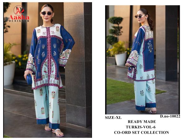 AASHA DESIGNER 10022 TURKIS VOL 6 PRINTED CORD SET