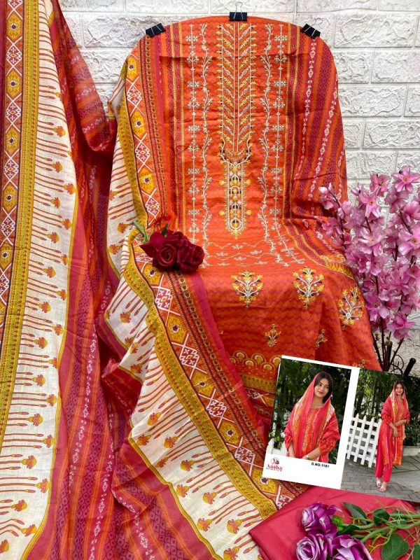 AASHA DESIGNER 1181 COTTON EMBROIDERED SALWAR SUITS