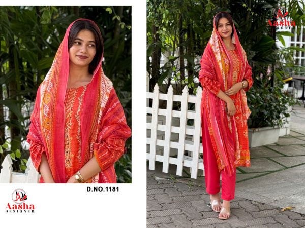 AASHA DESIGNER 1181 COTTON EMBROIDERED SALWAR SUITS