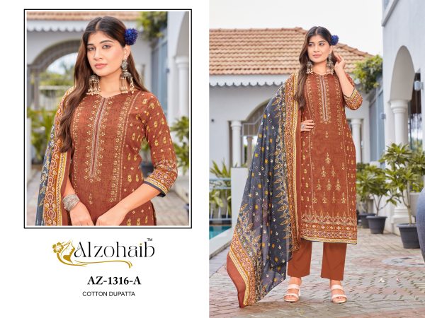 ALZOHAIB AZ 1316 A LAMHAY VOL 1 COTTON SALWAR SUITS