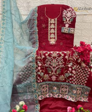ALZOHAIB AZ 1341 A ORGANZA PAKISTANI SALWAR SUITS