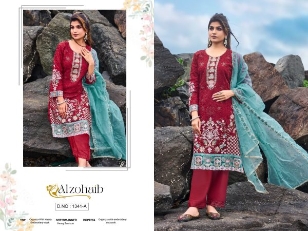 ALZOHAIB AZ 1341 A ORGANZA PAKISTANI SALWAR SUITS