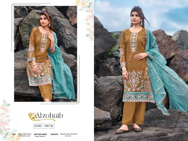 ALZOHAIB AZ 1341 B ORGANZA PAKISTANI SALWAR SUITS