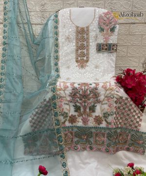ALZOHAIB AZ 1341 C ORGANZA PAKISTANI SALWAR SUITS