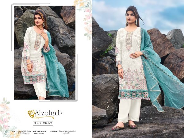 ALZOHAIB AZ 1341 C ORGANZA PAKISTANI SALWAR SUITS