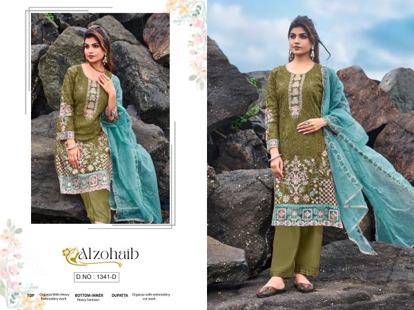 ALZOHAIB AZ 1341 D ORGANZA PAKISTANI SALWAR SUITS