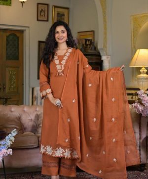 BE 385 DESIGNER RAYON SLUB COTTON SUITS WHOLESALE
