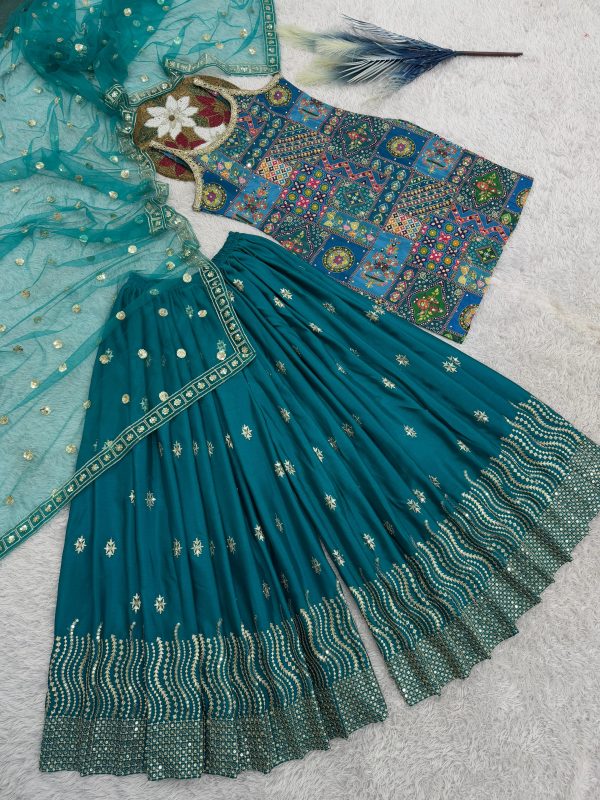 HK 1715 C D DESIGNER PLAZZO SUITS WHOLESALE
