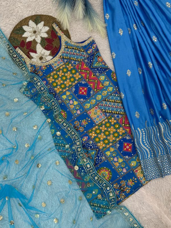HK 1715 C D DESIGNER PLAZZO SUITS WHOLESALE