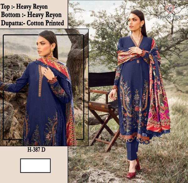HOOR TEX H 387 D COTTON PAKISTANI SALWAR SUITS