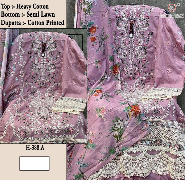 HOOR TEX H 388 A COTTON PAKISTANI SUITS WHOLESALE