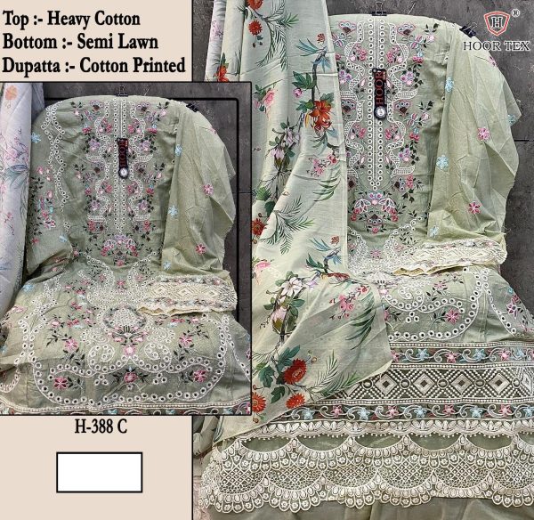 HOOR TEX H 388 C COTTON PAKISTANI SUITS WHOLESALE