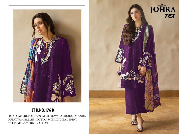 JOHRA TEX JT 176 B COTTON EMBROIDERED SALWAR SUITS