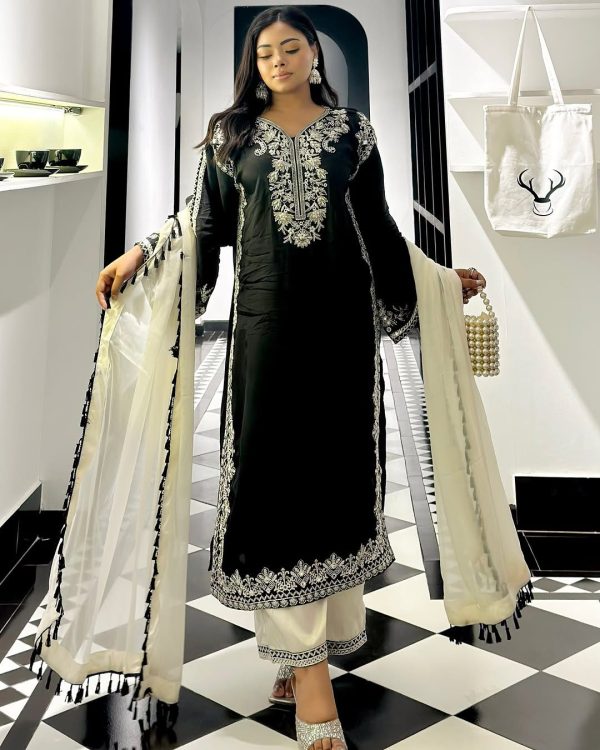LC 1393 DESIGNER CHINON SILK SALWAR SUITS