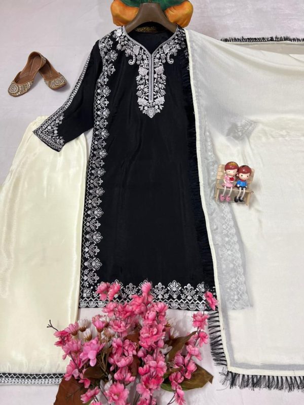 LC 1393 DESIGNER CHINON SILK SALWAR SUITS