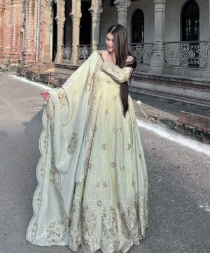 LC 1394 DESIGNER CHINON SILK GOWN WHOLESALE
