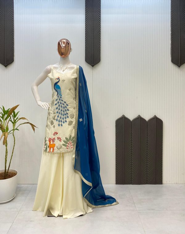LG 1994 PLAZZO PAIR WITH EMBROIDERED PEACOCK