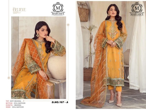 MARYAM'S 167 A ORGANZA PAKISTANI SUITS WHOLESALE