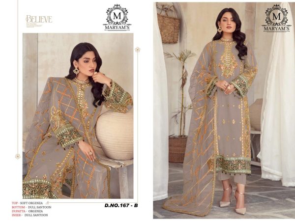 MARYAM'S 167 B ORGANZA PAKISTANI SUITS WHOLESALE