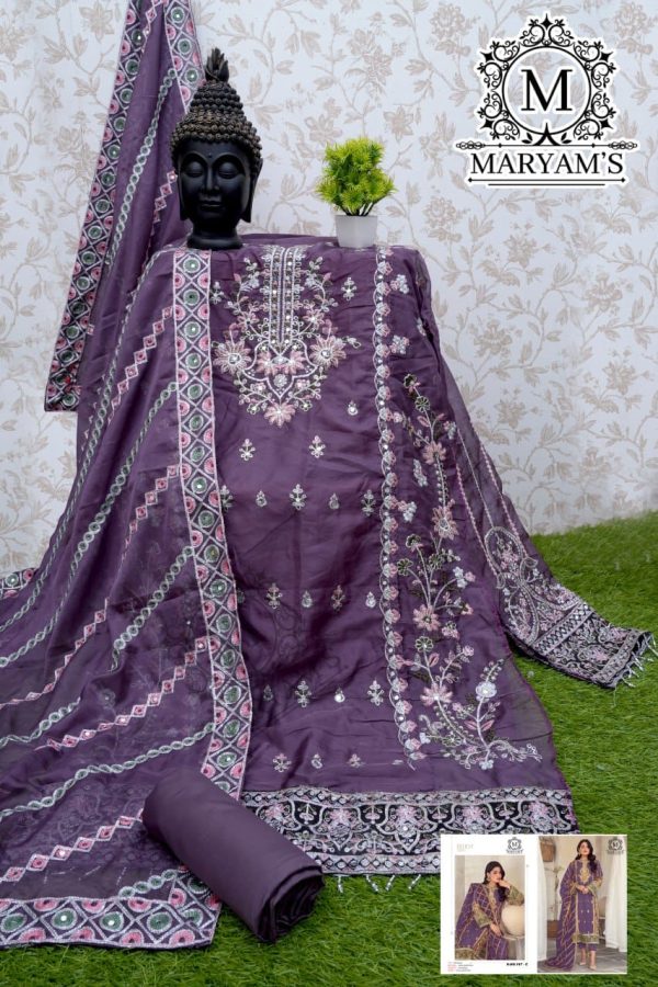 MARYAM'S 167 C ORGANZA PAKISTANI SUITS WHOLESALE