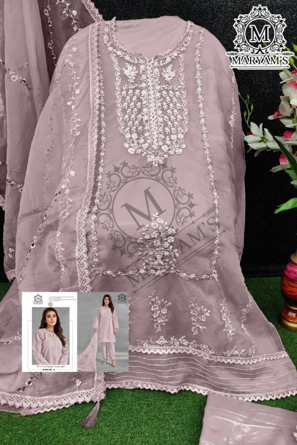 MARYAM'S 185 A ORGANZA PAKISTANI SUITS WHOLESALE