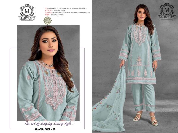 MARYAM'S 185 C ORGANZA PAKISTANI SUITS WHOLESALE