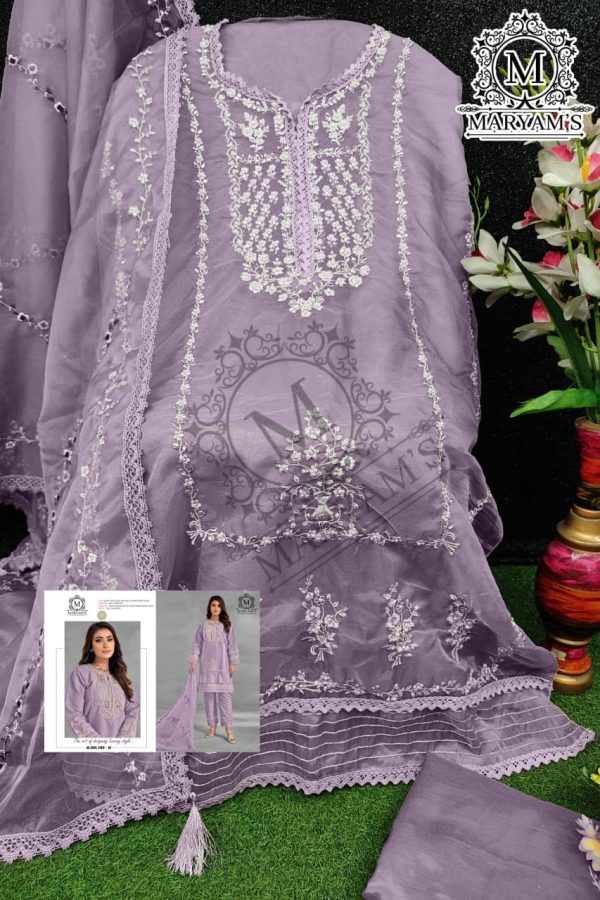 MARYAM'S 185 D ORGANZA PAKISTANI SUITS WHOLESALE