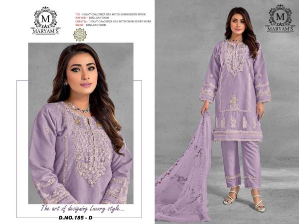 MARYAM'S 185 D ORGANZA PAKISTANI SUITS WHOLESALE