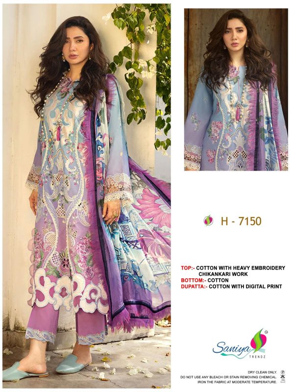 SANIYA TRENDZ 7150 COTTON CHIKANKARI SALWAR SUITS