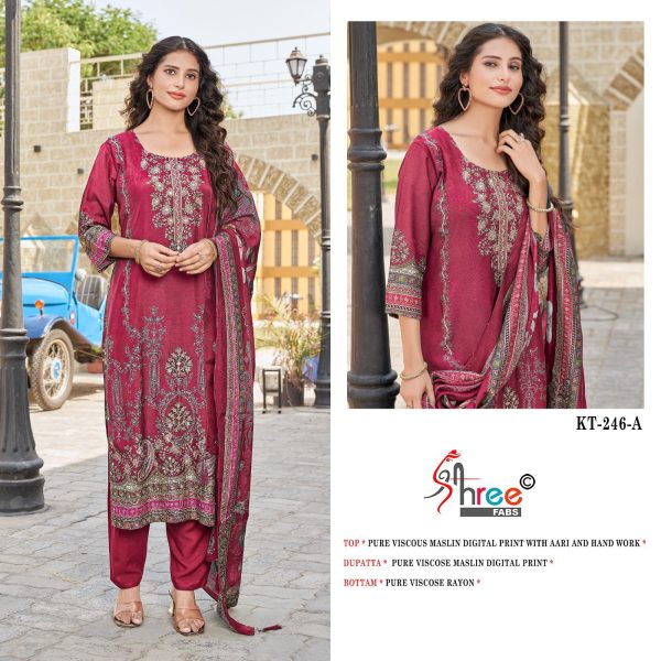 SHREE FABS KT 246 A VISCOSE MUSLIN SALWAR SUITS