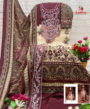AASHA DESIGNER 1180 A COTTON EMBROIDERED SUIT