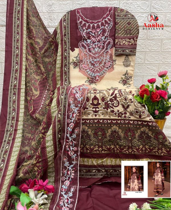 AASHA DESIGNER 1180 A COTTON EMBROIDERED SUIT